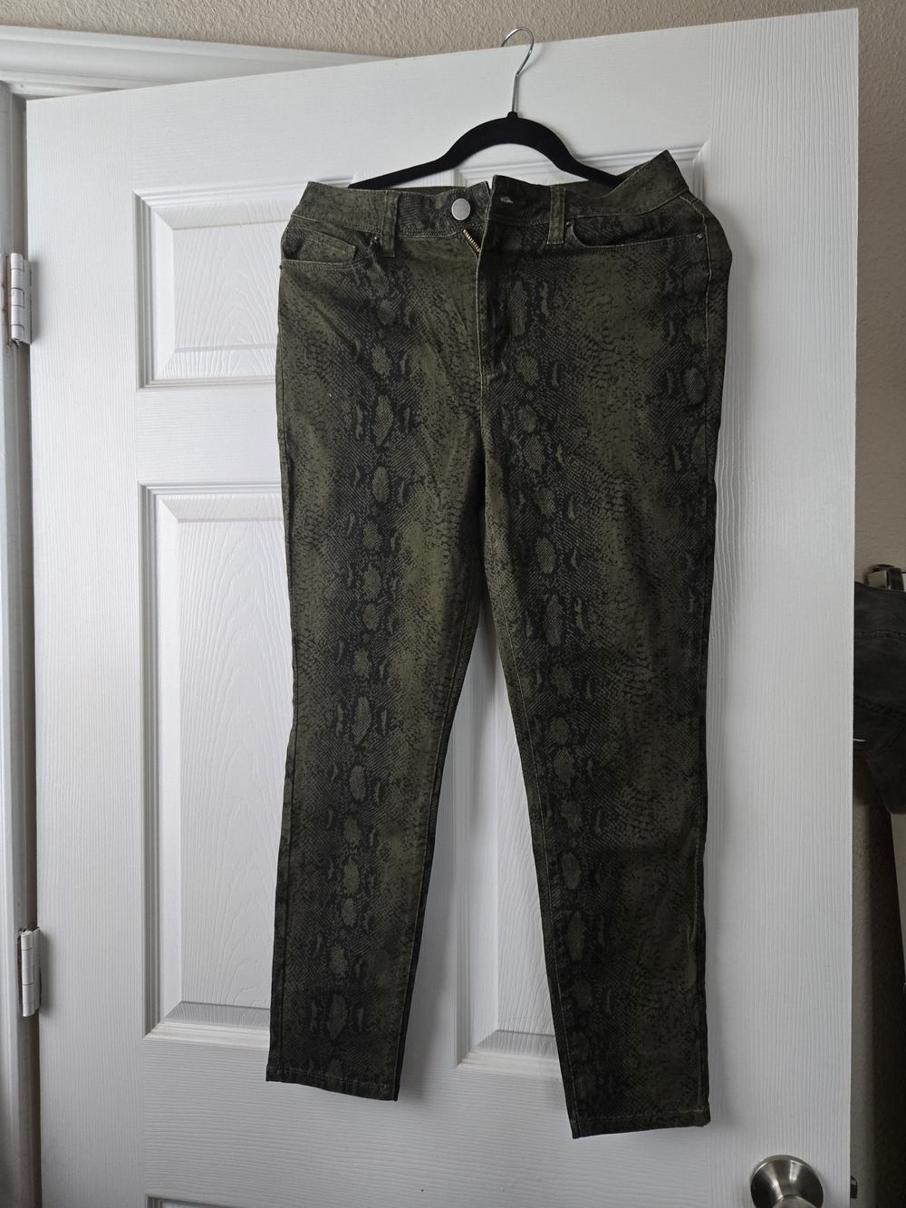 Fashion Nova Olive Snake-Print Skinny Jeans